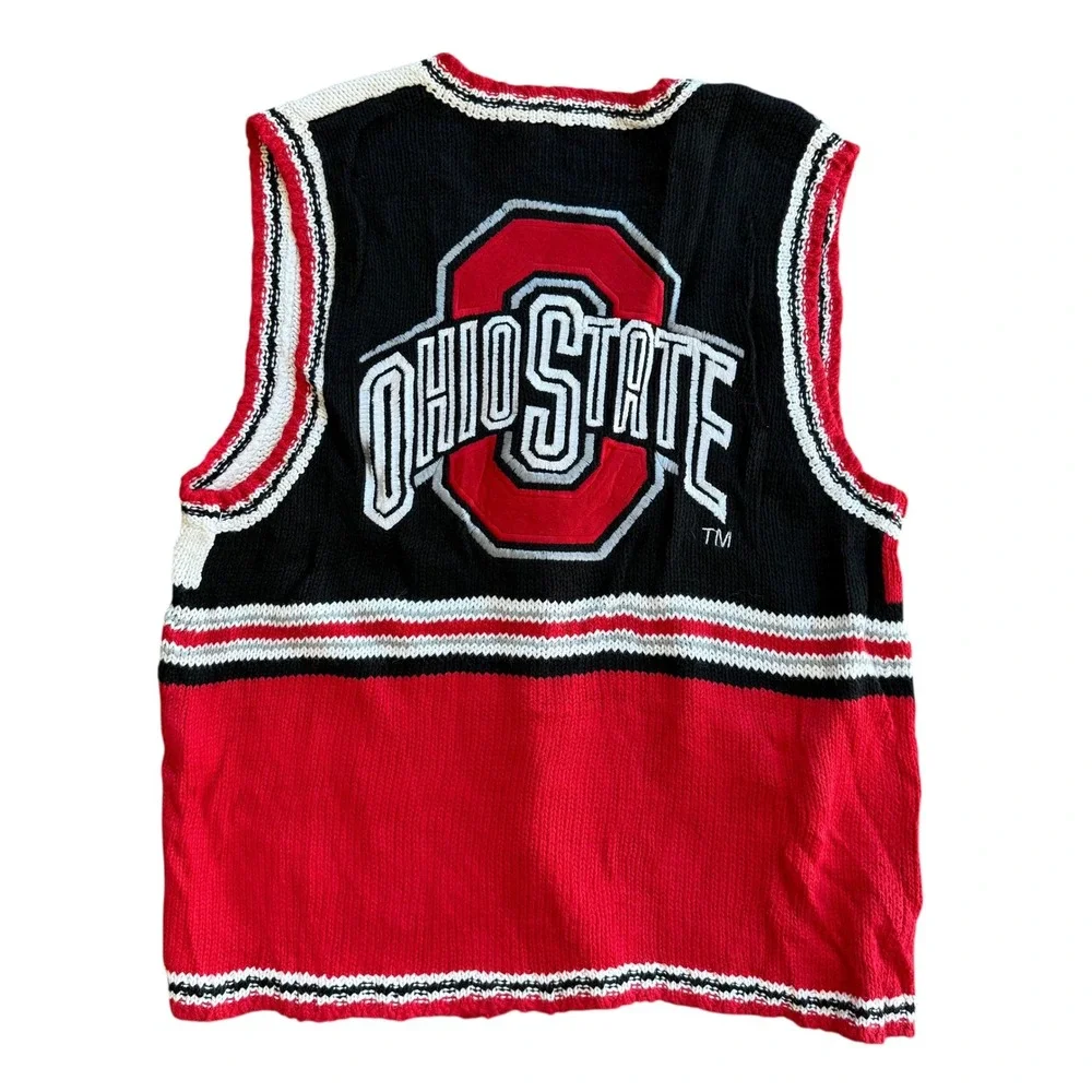 Vintage Birch Bros Ohio State Buckeyes Sweater Vest Mens‎ Large Football Buttons
